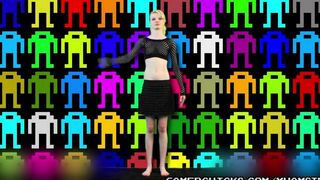 A sexy striptease performance by a young blonde dancer in front of a crowd of men
