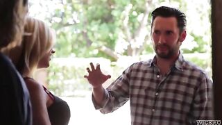 A cute girl has sex with her boyfriend on the bed