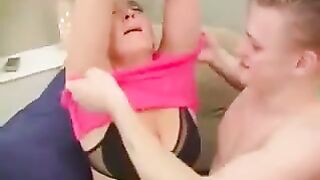 Hot mom and grandma action in the chair