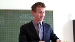 The student was punished by a teacher for being naughty in class