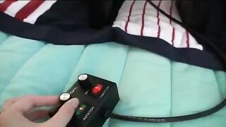 Three girls seducing boys with their big fake tits