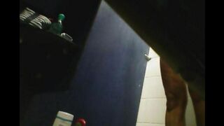 A girl has no shame and caresses her pussy in the shower