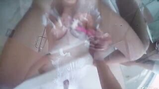 A hot brunette Karter Foxx gave a blowjob in the shower, showcasing her skills