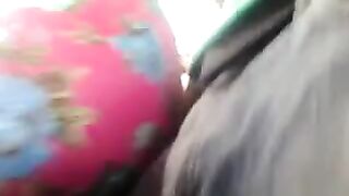 A man rubs his cock through a riser on women in a bus