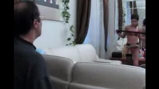 Girl in sexy clothes has sex with a guy