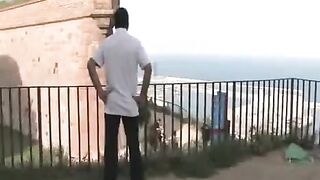 Group sex with hot guys and girls on a public place