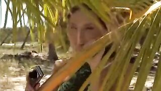 The couple sank in sand on the romantic beach