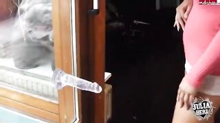 Girl with big tits fucks a dump truck toy