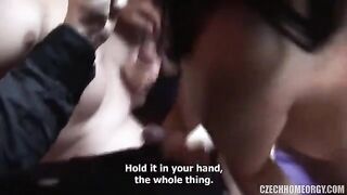 A drunk woman has sex with her husband and his friends