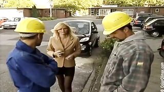 Girl in black pantyhose is getting fucked on the set of eporn