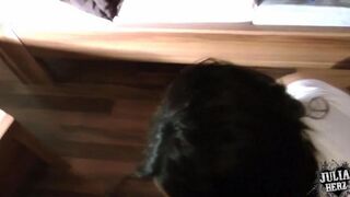 A man fucks his beloved brunette in stockings and pantyhose, captured in stunning HD POV style