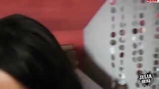 A man fucks his beloved brunette in stockings and pantyhose, captured in stunning HD POV style