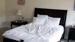 Delicate lesbian sex of two blondes in the bedroom