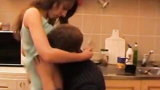 A drunken dad gets close to his daughter in a very intimate way