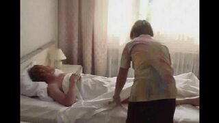 The daughter decided to fuck with a sleeping father and brought him breakfast in bed