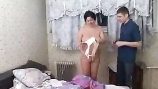 A mother gets fucked by her own son in an old house