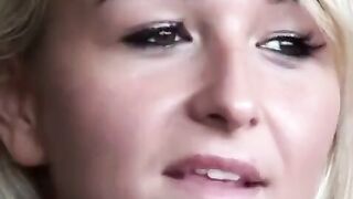 Blonde woman fucks in her ass and licks man’s cock