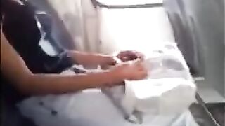 A stunning girl watched as a guy whipped out his huge dick and jerked off