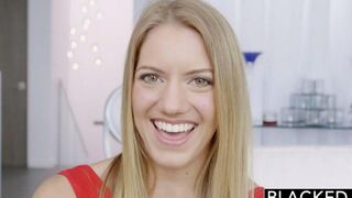 Blonde beauty gets her holes filled with BBC in an intense interracial DP
