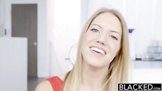 Blonde beauty gets her holes filled with BBC in an intense interracial DP
