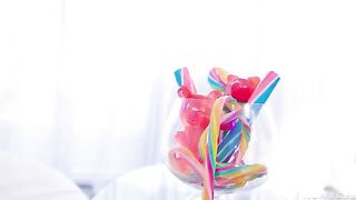 Vibrator, latex and shaved pussy. The best solo masturbation with toys