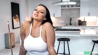 Shooting balls for boob shots with a stunning brunette beauty