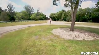 Fun in the park with a pretty baby outdoors