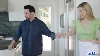 A dad is having fun with a young sorority slut