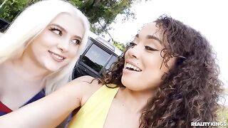 Two young girls shared a big black cock in an intense scene