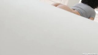Spying on bubble butt Latina roommate doing yoga