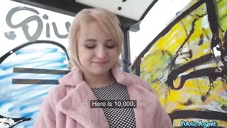Blonde student agreed to fuck for money in the basement basement