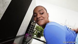 The girl is shadowing her coworker and masturbating in the office