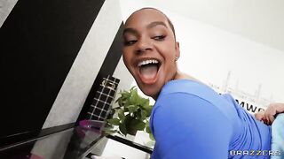 The girl is shadowing her coworker and masturbating in the office