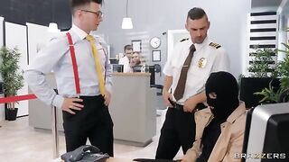 Robber tried to rob a bank but was caught and fucked in pantyhose