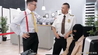 Robber tried to rob a bank but was caught and fucked in pantyhose