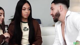 Bad Influence - Two brunettes playing cards and stripping
