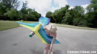 A young nimpho gets horny and fucks outdoors in nature