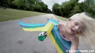 A young nimpho gets horny and fucks outdoors in nature