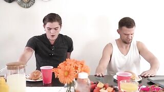 A hot woman has sex with the guys at a summer barbecue party