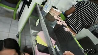 A girl was fucked right in the laundry on a public street