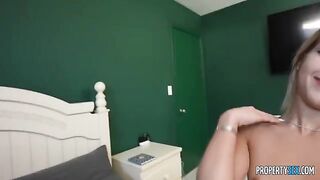 Girl in short shorts from the first view riding a big dick