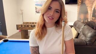 A guy played pool and fucked a girl with a huge ass