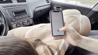 Girl makes a phone stand and sucks her stepbrother’s cock