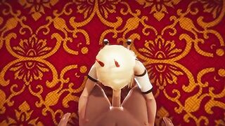 Footjob, anal creampie, facesitting and deepthroat in a 3D Hentai Animation