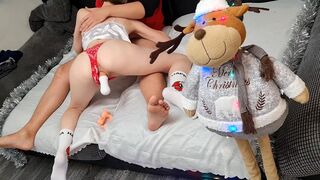 She knows how to show him she wants a real threesome, but starts with a toy