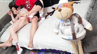 She knows how to show him she wants a real threesome, but starts with a toy