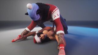 A beautiful woman is fucking with a werewolf this Christmas
