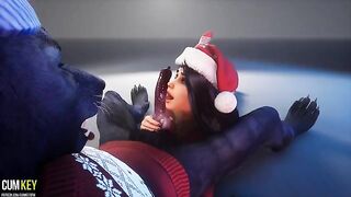 A beautiful woman is fucking with a werewolf this Christmas