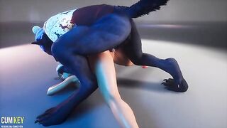 A beautiful woman is fucking with a werewolf this Christmas