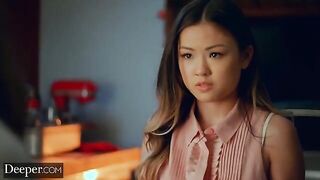 Two cute girls Lulu Chu and Gianna Dior have an intense threesome experience